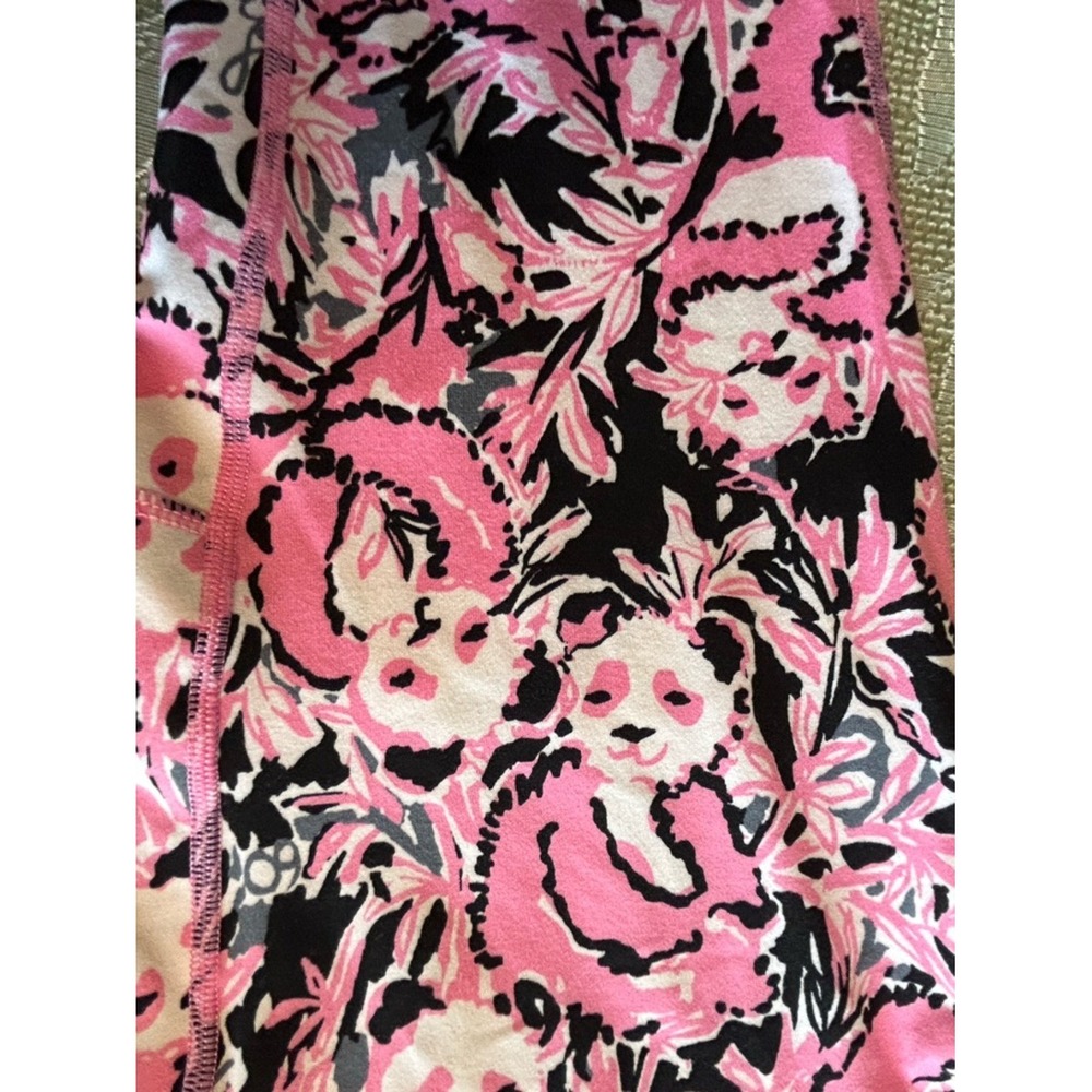 Lilly Pulitzer Luxletic Panda Prowl Pink Black Floral Leggings Side Pockets M - Picture 11 of 11
